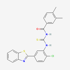 molecular formula C23H18ClN3OS2 B5042782 N-{[5-(1,3-benzothiazol-2-yl)-2-chlorophenyl]carbamothioyl}-3,4-dimethylbenzamide 