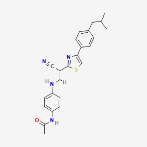 molecular formula C24H24N4OS B5042789 N-[4-({2-cyano-2-[4-(4-isobutylphenyl)-1,3-thiazol-2-yl]vinyl}amino)phenyl]acetamide 