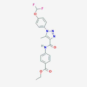 molecular formula C20H18F2N4O4 B504279 ethyl 4-[({1-[4-(difluoromethoxy)phenyl]-5-methyl-1H-1,2,3-triazol-4-yl}carbonyl)amino]benzoate 