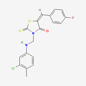 molecular formula C18H14ClFN2OS2 B5042814 (5E)-3-[(3-chloro-4-methylanilino)methyl]-5-[(4-fluorophenyl)methylidene]-2-sulfanylidene-1,3-thiazolidin-4-one 