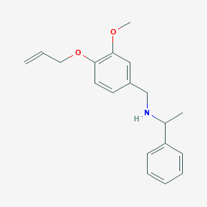 molecular formula C19H23NO2 B504295 N-[4-(allyloxy)-3-methoxybenzyl]-N-(1-phenylethyl)amine 