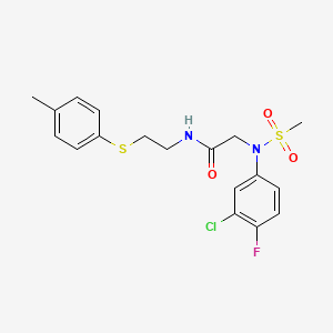 molecular formula C18H20ClFN2O3S2 B5042984 N~2~-(3-chloro-4-fluorophenyl)-N~1~-{2-[(4-methylphenyl)thio]ethyl}-N~2~-(methylsulfonyl)glycinamide 