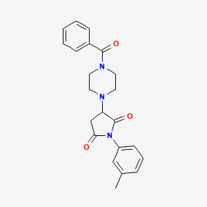 molecular formula C22H23N3O3 B5042990 3-(4-benzoyl-1-piperazinyl)-1-(3-methylphenyl)-2,5-pyrrolidinedione 