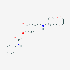 molecular formula C24H30N2O5 B504301 N-cyclohexyl-2-{4-[(2,3-dihydro-1,4-benzodioxin-6-ylamino)methyl]-2-methoxyphenoxy}acetamide 