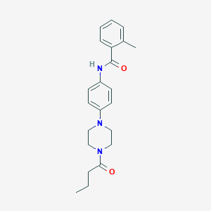 molecular formula C22H27N3O2 B504303 N-[4-(4-butanoylpiperazin-1-yl)phenyl]-2-methylbenzamide 