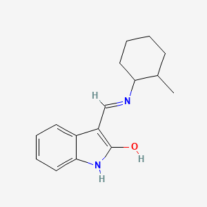 molecular formula C16H20N2O B5043031 3-{[(2-methylcyclohexyl)amino]methylene}-1,3-dihydro-2H-indol-2-one 