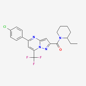 molecular formula C21H20ClF3N4O B5043048 5-(4-chlorophenyl)-2-[(2-ethyl-1-piperidinyl)carbonyl]-7-(trifluoromethyl)pyrazolo[1,5-a]pyrimidine 