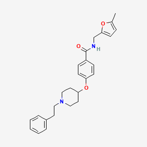 molecular formula C26H30N2O3 B5043073 N-[(5-methyl-2-furyl)methyl]-4-{[1-(2-phenylethyl)-4-piperidinyl]oxy}benzamide 