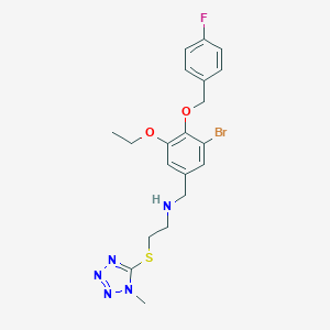 molecular formula C20H23BrFN5O2S B504308 N-{3-bromo-5-ethoxy-4-[(4-fluorobenzyl)oxy]benzyl}-2-[(1-methyl-1H-tetrazol-5-yl)sulfanyl]ethanamine 