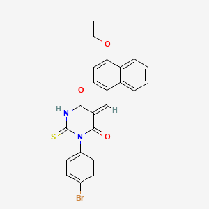 (5E)-1-(4-bromophenyl)-5-[(4-ethoxynaphthalen-1-yl)methylidene]-2-sulfanylidene-1,3-diazinane-4,6-dione