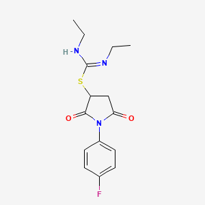 molecular formula C15H18FN3O2S B5043149 (Z)-N,N'-DIETHYL-1-{[1-(4-FLUOROPHENYL)-2,5-DIOXOPYRROLIDIN-3-YL]SULFANYL}METHANIMIDAMIDE 