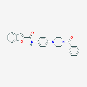 molecular formula C26H23N3O3 B504316 N-[4-(4-benzoyl-1-piperazinyl)phenyl]-1-benzofuran-2-carboxamide 