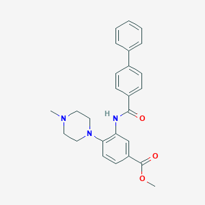 molecular formula C26H27N3O3 B504317 Methyl 3-[(biphenyl-4-ylcarbonyl)amino]-4-(4-methylpiperazin-1-yl)benzoate 