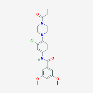 molecular formula C22H26ClN3O4 B504318 N-[3-chloro-4-(4-propionyl-1-piperazinyl)phenyl]-3,5-dimethoxybenzamide 