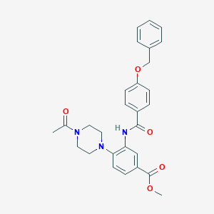 molecular formula C28H29N3O5 B504319 Methyl 4-(4-acetyl-1-piperazinyl)-3-{[4-(benzyloxy)benzoyl]amino}benzoate 