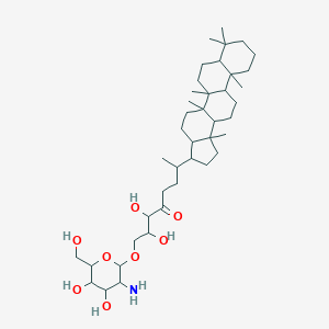 molecular formula C41H71NO8 B050432 7-(5a,5b,8,8,11a,13b-Hexamethyl-1,2,3,3a,4,5,6,7,7a,9,10,11,11b,12,13,13a-hexadecahydrocyclopenta[a]chrysen-3-yl)-1-[3-amino-4,5-dihydroxy-6-(hydroxymethyl)oxan-2-yl]oxy-2,3-dihydroxyoctan-4-one CAS No. 123167-01-1