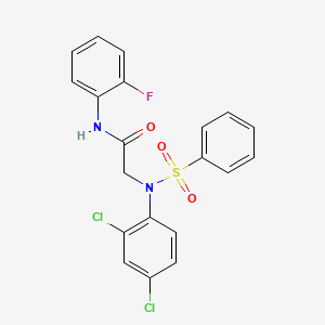 molecular formula C20H15Cl2FN2O3S B5043229 N~2~-(2,4-dichlorophenyl)-N~1~-(2-fluorophenyl)-N~2~-(phenylsulfonyl)glycinamide 