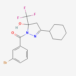 molecular formula C17H18BrF3N2O2 B5043270 (3-bromophenyl)-[3-cyclohexyl-5-hydroxy-5-(trifluoromethyl)-4H-pyrazol-1-yl]methanone 