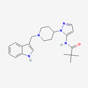 molecular formula C22H29N5O B5043284 N-{1-[1-(1H-indol-3-ylmethyl)-4-piperidinyl]-1H-pyrazol-5-yl}-2,2-dimethylpropanamide 