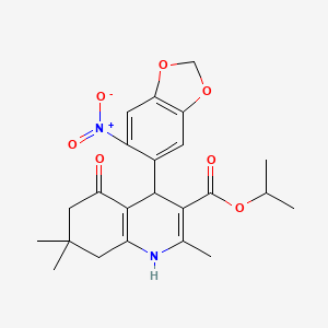 Propan-2-yl 2,7,7-trimethyl-4-(6-nitro-1,3-benzodioxol-5-yl)-5-oxo-1,4,5,6,7,8-hexahydroquinoline-3-carboxylate