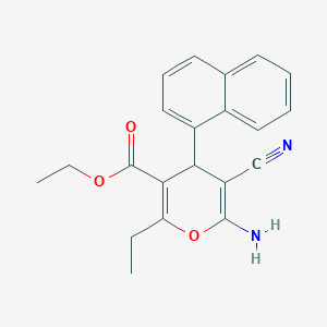 molecular formula C21H20N2O3 B5043297 ethyl 6-amino-5-cyano-2-ethyl-4-naphthalen-1-yl-4H-pyran-3-carboxylate 