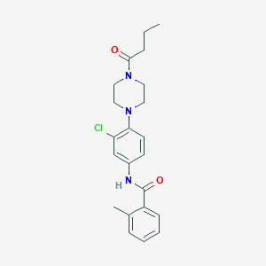 molecular formula C22H26ClN3O2 B504333 N-[4-(4-butanoylpiperazin-1-yl)-3-chlorophenyl]-2-methylbenzamide 
