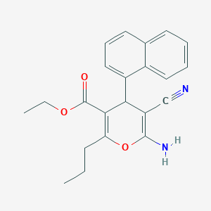 molecular formula C22H22N2O3 B5043352 ethyl 6-amino-5-cyano-4-(naphthalen-1-yl)-2-propyl-4H-pyran-3-carboxylate 