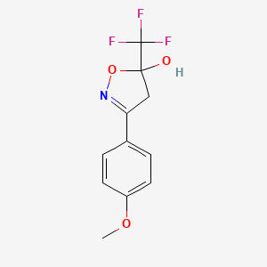 molecular formula C11H10F3NO3 B5043369 3-(4-methoxyphenyl)-5-(trifluoromethyl)-4,5-dihydro-5-isoxazolol 