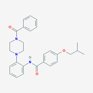 molecular formula C28H31N3O3 B504338 N-[2-(4-benzoyl-1-piperazinyl)phenyl]-4-isobutoxybenzamide 