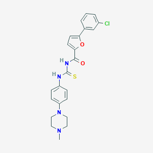 molecular formula C23H23ClN4O2S B504343 5-(3-chlorophenyl)-N-{[4-(4-methylpiperazin-1-yl)phenyl]carbamothioyl}furan-2-carboxamide 