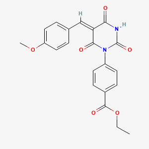 molecular formula C21H18N2O6 B5043438 ethyl 4-[(5Z)-5-[(4-methoxyphenyl)methylidene]-2,4,6-trioxo-1,3-diazinan-1-yl]benzoate 