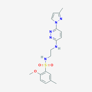 2-methoxy-5-methyl-N-(2-((6-(3-methyl-1H-pyrazol-1-yl)pyridazin-3-yl)amino)ethyl)benzenesulfonamide
