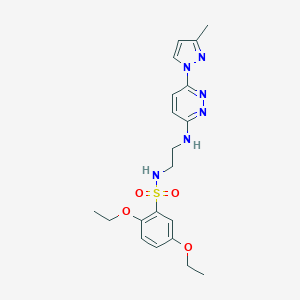 molecular formula C20H26N6O4S B504348 2,5-diethoxy-N-(2-((6-(3-methyl-1H-pyrazol-1-yl)pyridazin-3-yl)amino)ethyl)benzenesulfonamide 
