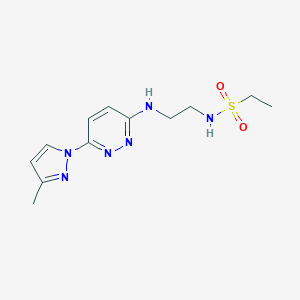 molecular formula C12H18N6O2S B504349 N-(2-((6-(3-methyl-1H-pyrazol-1-yl)pyridazin-3-yl)amino)ethyl)ethanesulfonamide 