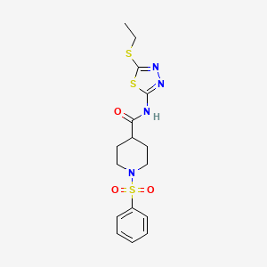 1-(benzenesulfonyl)-N-(5-ethylsulfanyl-1,3,4-thiadiazol-2-yl)piperidine-4-carboxamide