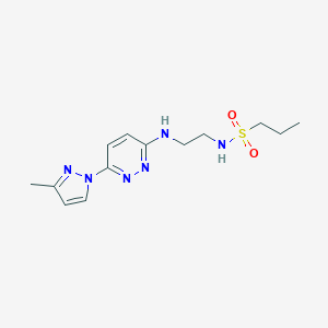 molecular formula C13H20N6O2S B504350 N-(2-((6-(3-methyl-1H-pyrazol-1-yl)pyridazin-3-yl)amino)ethyl)propane-1-sulfonamide 
