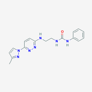 molecular formula C17H19N7O B504355 N-(2-{[6-(3-methyl-1H-pyrazol-1-yl)-3-pyridazinyl]amino}ethyl)-N'-phenylurea 
