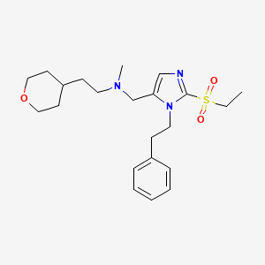 molecular formula C22H33N3O3S B5043569 N-{[2-(ethylsulfonyl)-1-(2-phenylethyl)-1H-imidazol-5-yl]methyl}-N-methyl-2-(tetrahydro-2H-pyran-4-yl)ethanamine 