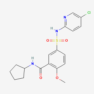 molecular formula C18H20ClN3O4S B5043619 5-[(5-chloropyridin-2-yl)sulfamoyl]-N-cyclopentyl-2-methoxybenzamide 