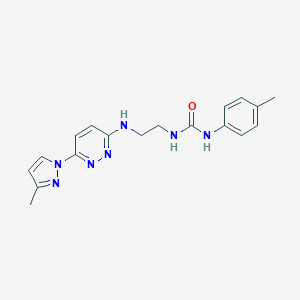 molecular formula C18H21N7O B504362 1-(2-((6-(3-methyl-1H-pyrazol-1-yl)pyridazin-3-yl)amino)ethyl)-3-(p-tolyl)urea 