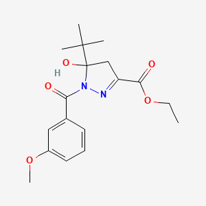 molecular formula C18H24N2O5 B5043633 ethyl 5-tert-butyl-5-hydroxy-1-(3-methoxybenzoyl)-4,5-dihydro-1H-pyrazole-3-carboxylate 