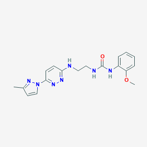 molecular formula C18H21N7O2 B504364 N-(2-methoxyphenyl)-N'-(2-{[6-(3-methyl-1H-pyrazol-1-yl)-3-pyridazinyl]amino}ethyl)urea 