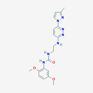molecular formula C19H23N7O3 B504366 N-(2,5-dimethoxyphenyl)-N'-(2-{[6-(3-methyl-1H-pyrazol-1-yl)-3-pyridazinyl]amino}ethyl)urea 