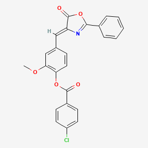 molecular formula C24H16ClNO5 B5043674 2-methoxy-4-[(5-oxo-2-phenyl-1,3-oxazol-4(5H)-ylidene)methyl]phenyl 4-chlorobenzoate 