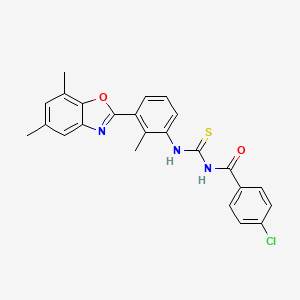 4-chloro-N-({[3-(5,7-dimethyl-1,3-benzoxazol-2-yl)-2-methylphenyl]amino}carbonothioyl)benzamide