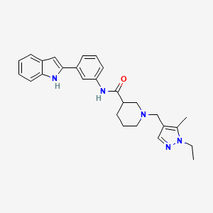 molecular formula C27H31N5O B5043783 1-[(1-ethyl-5-methylpyrazol-4-yl)methyl]-N-[3-(1H-indol-2-yl)phenyl]piperidine-3-carboxamide 