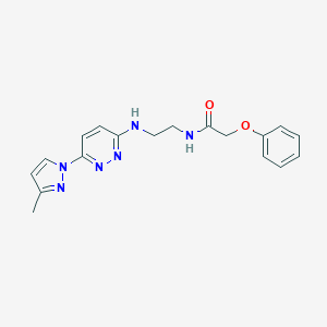 molecular formula C18H20N6O2 B504381 N-(2-((6-(3-methyl-1H-pyrazol-1-yl)pyridazin-3-yl)amino)ethyl)-2-phenoxyacetamide 