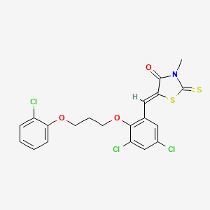 molecular formula C20H16Cl3NO3S2 B5043817 (5Z)-5-[[3,5-dichloro-2-[3-(2-chlorophenoxy)propoxy]phenyl]methylidene]-3-methyl-2-sulfanylidene-1,3-thiazolidin-4-one 