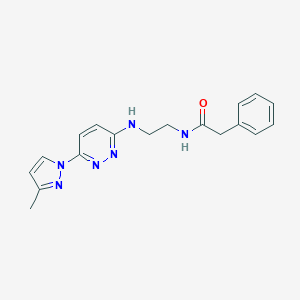 molecular formula C18H20N6O B504382 N-(2-((6-(3-methyl-1H-pyrazol-1-yl)pyridazin-3-yl)amino)ethyl)-2-phenylacetamide CAS No. 957499-59-1