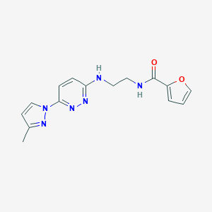 molecular formula C15H16N6O2 B504384 N-(2-((6-(3-methyl-1H-pyrazol-1-yl)pyridazin-3-yl)amino)ethyl)furan-2-carboxamide 